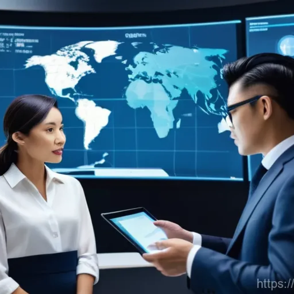 물류정보관리사로서의 리더십 개발 - **Subject**: A visionary female leader, mid-30s, with an empathetic and determined expression, dress...