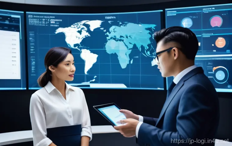 물류정보관리사로서의 리더십 개발 - **Subject**: A visionary female leader, mid-30s, with an empathetic and determined expression, dress...