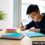 물류정보관리사 시험 전날 해야 할 일 - A focused Japanese student studying at a tidy wooden desk in a bright, modern room with soft natural...