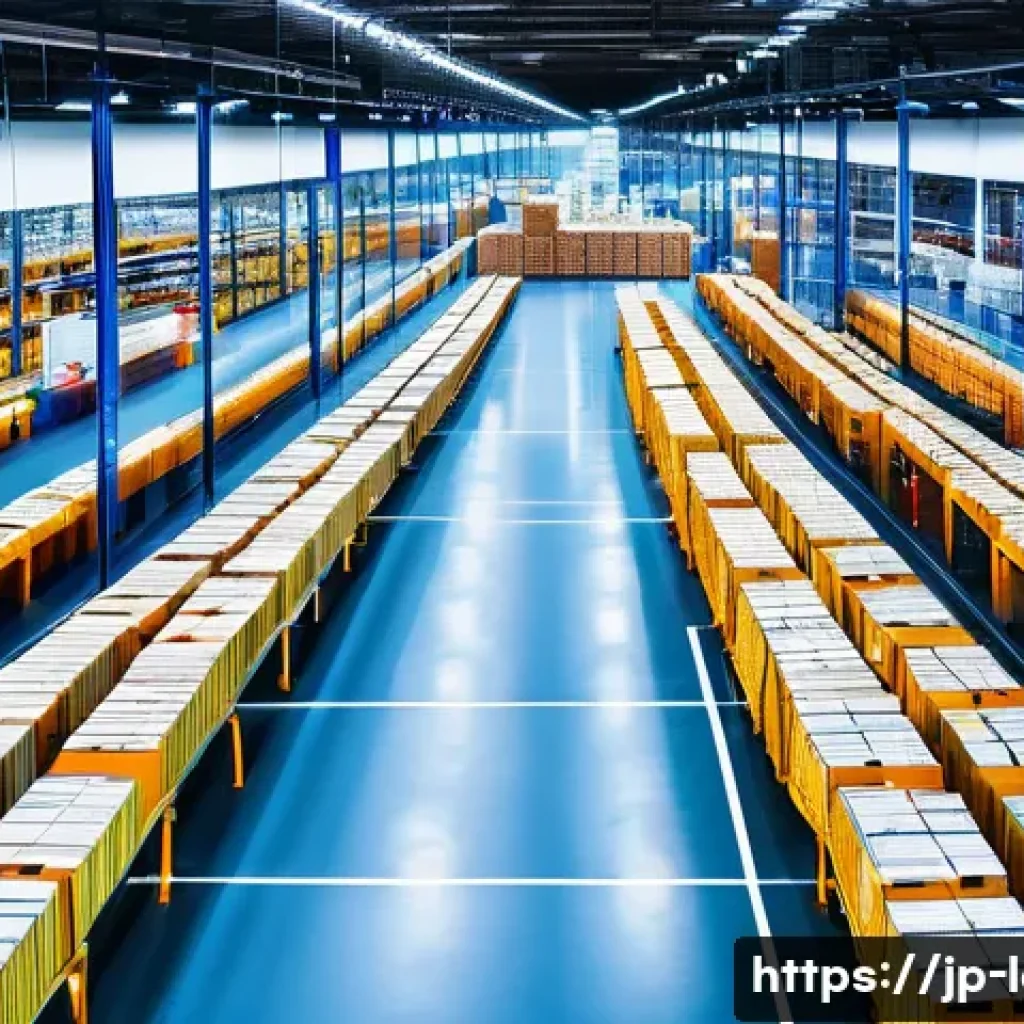 물류정보관리사 실무에서 중요한 KPI 관리 - A modern Japanese logistics warehouse interior bustling with staff using handheld barcode scanners a...