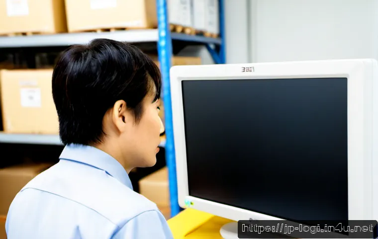 물류정보관리사 실무 중 발생하는 문제 해결법 - Photorealistic Japanese logistics office, a focused warehouse information manager reviewing inventor...