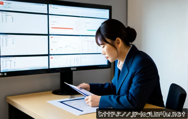물류정보관리사 자격증 취득 후 자주 묻는 질문 - Photorealistic Japanese logistics professional in a neat office, reviewing shipment routes and wareh...